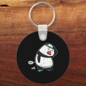 Funny Tired Panda die Badminton speelt Sleutelhanger (Voorkant)