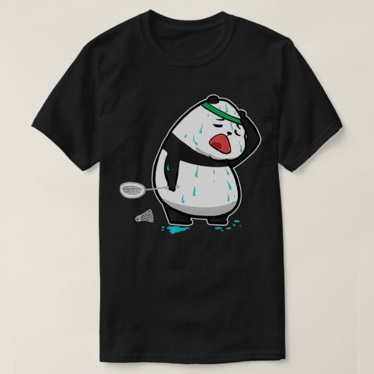 Funny Tired Panda die Badminton speelt T-shirt (Design voorkant)