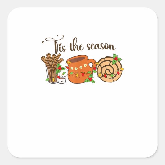 Funny Tis The Season Mexican Christmas Latino Cute Vierkante Sticker (Voorkant)