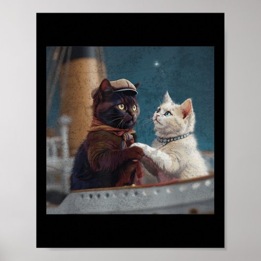 Funny Titanic Movie Cat Meme Rms Cruise Ship Men W Poster (Voorkant)