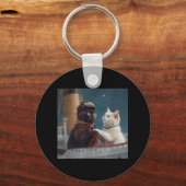 Funny Titanic Movie Cat Meme Rms Cruise Ship Men W Sleutelhanger (Voorkant)