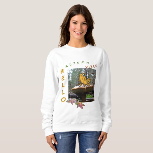 Funny Toad Cartoon op Toadstool Sweatshirt (Voorkant volledig)