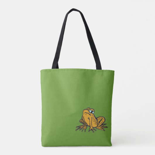Funny Toad Cartoon over Toadstool Canvas tas (Achterkant)