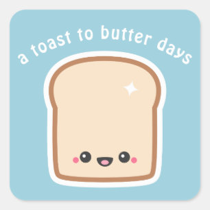 Funny Toast met Happy Face Vierkante Sticker