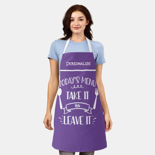 Funny Today Menu Quote Humouting Schort (Gedragen)