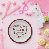 Funny Today's Menu Cute Quote Burgundy Party Papieren Bordje (Feest)