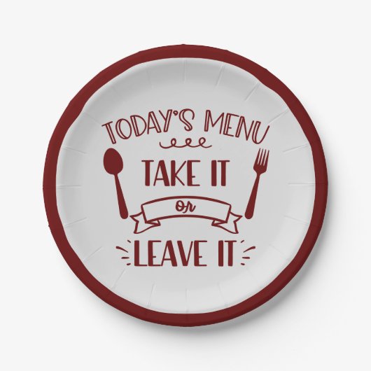 Funny Today's Menu Cute Quote Burgundy Party Papieren Bordje (Voorkant)