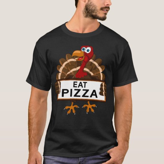 Funny Toddler Eat Pizza Turkey Thanksgiving Gift T-shirt (Voorkant)