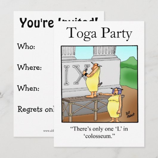 Funny Toga Party-uitnodigingen Kaart (Voorkant / Achterkant)