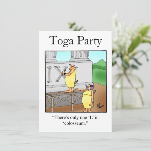 Funny Toga Party-uitnodigingen Kaart (Staand voorkant)
