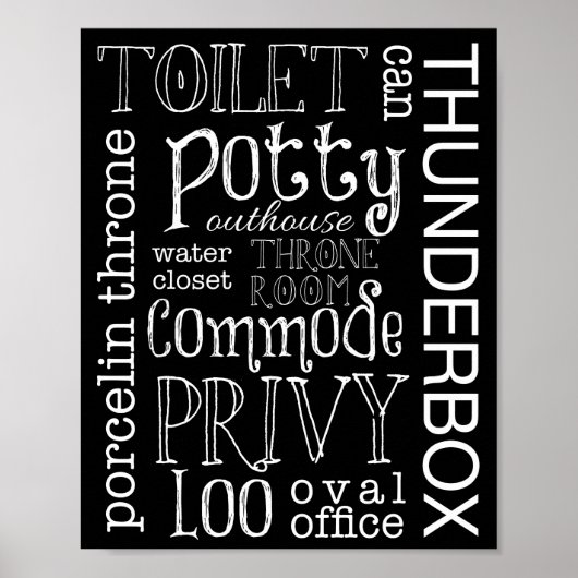 Funny Toilet Bathroom Sign Poster Print (Voorkant)