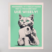 Funny Toilet Cat Poster Retro Guest Bathroom Poste (Voorkant)