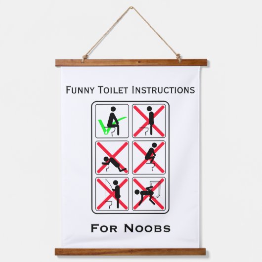 Funny Toilet Instructions Hangend Wandkleed (Voorkant)