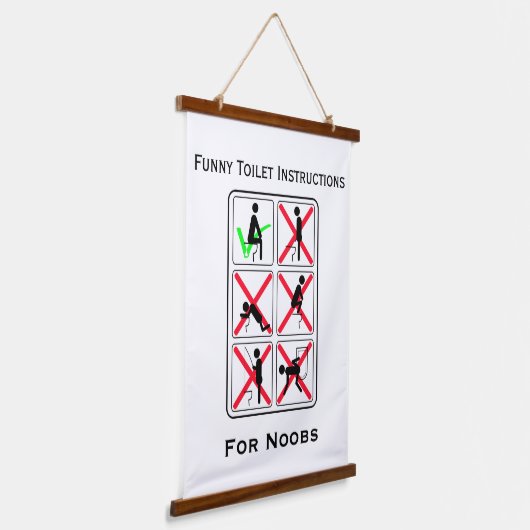 Funny Toilet Instructions Hangend Wandkleed (Gebogen)