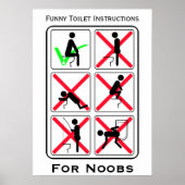 Funny Toilet Instructions White Poster (Voorkant)