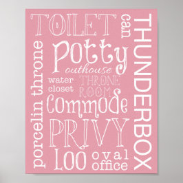 Funny Toilet Light Pink Bathroom Print