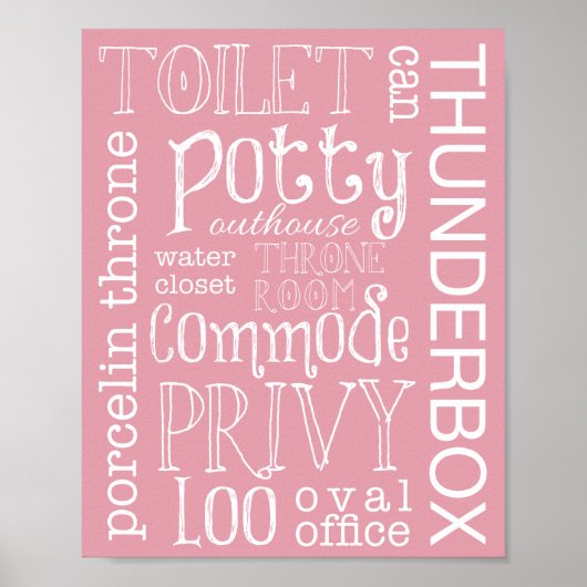 Funny Toilet Light Pink Bathroom Print (Voorkant)