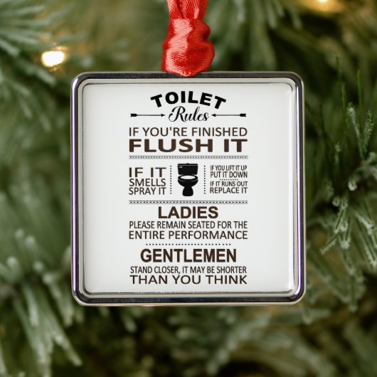 Funny Toilet Rules Bathroom Humor Metalen Ornament (Boom)