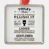 Funny Toilet Rules Bathroom Humor Metalen Ornament (Voorkant)