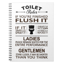 Funny Toilet Rules Bathroom Humor Notitieboek