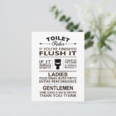 Funny Toilet Rules Bathroom Restroom Humor Briefkaart (Staand voorkant)