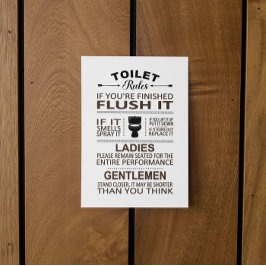 Funny Toilet Rules Bathroom Restroom Humor Briefkaart