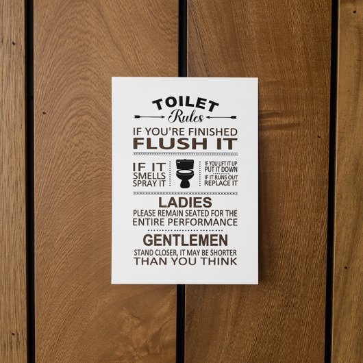 Funny Toilet Rules Bathroom Restroom Humor Briefkaart