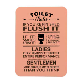 Funny Toilet Rules Bathroom Restroom Humor Magneet
