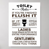 Funny Toilet Rules Bathroom Restroom Humor Poster (Voorkant)