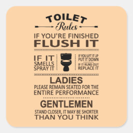Funny Toilet Rules Bathroom Restroom Humor Vierkante Sticker