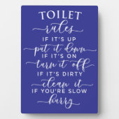 Funny Toilet Rules – Elegant White Text on Black Fotoplaat (voorkant)