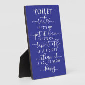 Funny Toilet Rules – Elegant White Text on Black Fotoplaat (Zijkant)