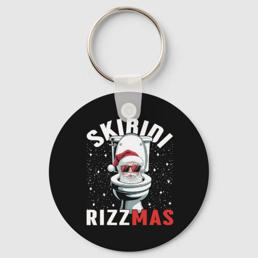 Funny Toilet Santa Skibidi Rizzmas White Elephant Sleutelhanger (Voorkant)