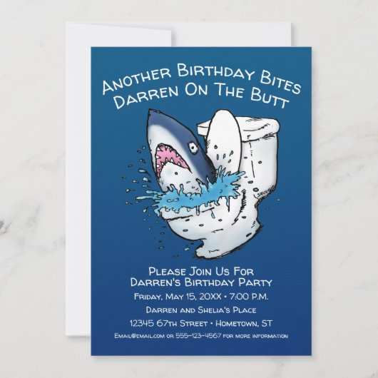 Funny Toilet Shark Birthday Kaart (Voorkant)
