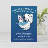 Funny Toilet Shark Birthday Kaart (Staand voorkant)