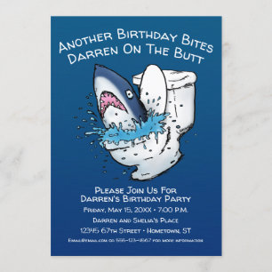 Funny Toilet Shark Birthday Kaart