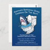 Funny Toilet Shark Birthday Uitnodiging (Voorkant / Achterkant)