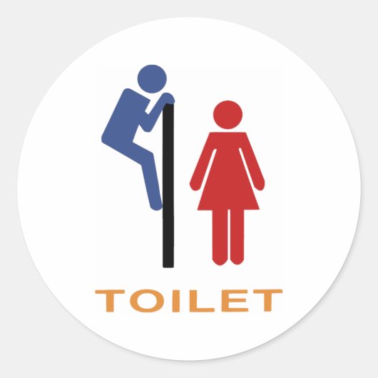 Funny Toilet Sign. Ronde Sticker (Voorkant)