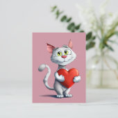 Funny Tomcat die een groot hart houdt Briefkaart (Staand voorkant)