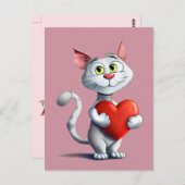 Funny Tomcat die een groot hart houdt Briefkaart (Voorkant / Achterkant)