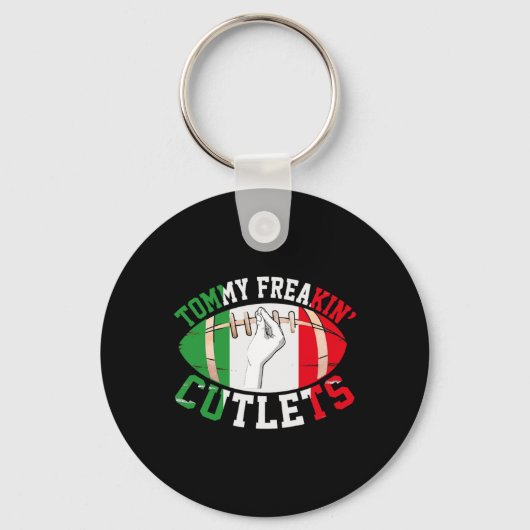 Funny Tommy Freakin' Cutlets New Jersey Italy Flag Sleutelhanger (Voorkant)