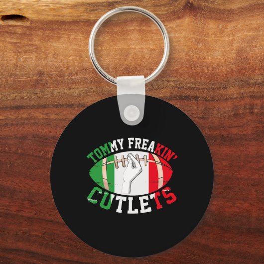 Funny Tommy Freakin' Cutlets New Jersey Italy Flag Sleutelhanger (Voorkant)
