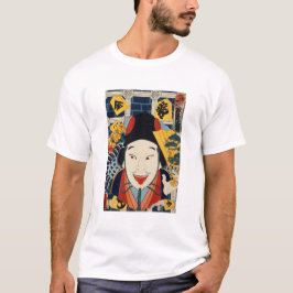 Funny Tongue Out Face door Toyohara Kunichika T-shirt