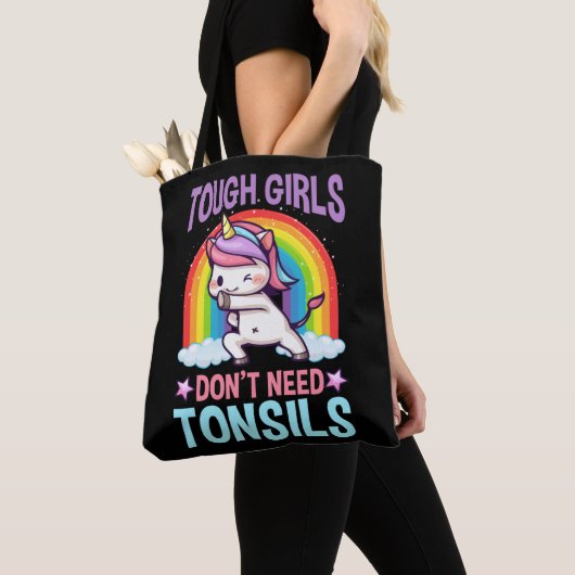 Funny Tonsil Removal Unicorn Kind Tonsillectomie Tote Bag (Dichtbij)