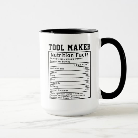 Funny Tool Maker Nutrition Facts Staff Worker Gift Mok (Rechts)