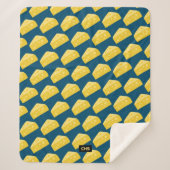 Funny Toon Cheese Wedge - Voeg Initialen toe / bij Sherpa Deken (Voorkant)