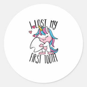 Funny Tooth Fairy - Cute Unicorn ik heb mijn eerst Ronde Sticker
