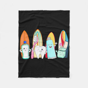 Funny Tooth Surf Surfboard Beach Zomer Dental Hyg Fleece Deken