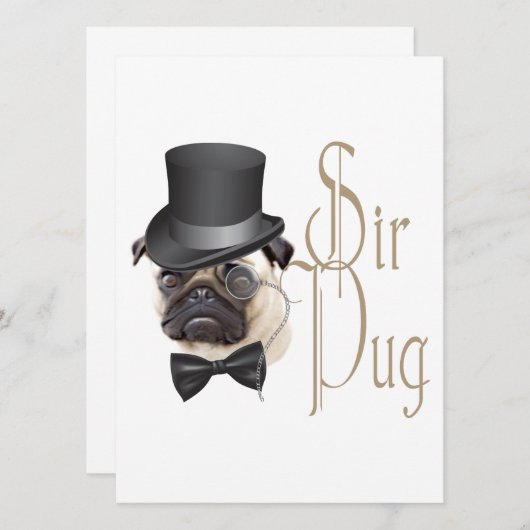 Funny Top Hat Monocle Sir Pug Dog (Voorkant / Achterkant)