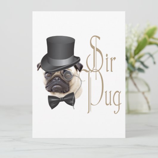 Funny Top Hat Monocle Sir Pug Dog (Staand voorkant)